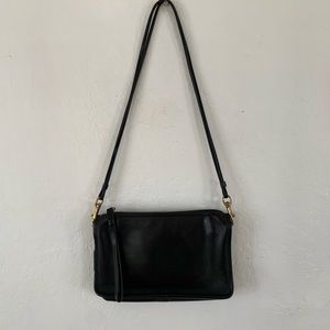 Vintage Coach Black Leather Double Strap Crossbody Purse Clutch 9455 Made in usa